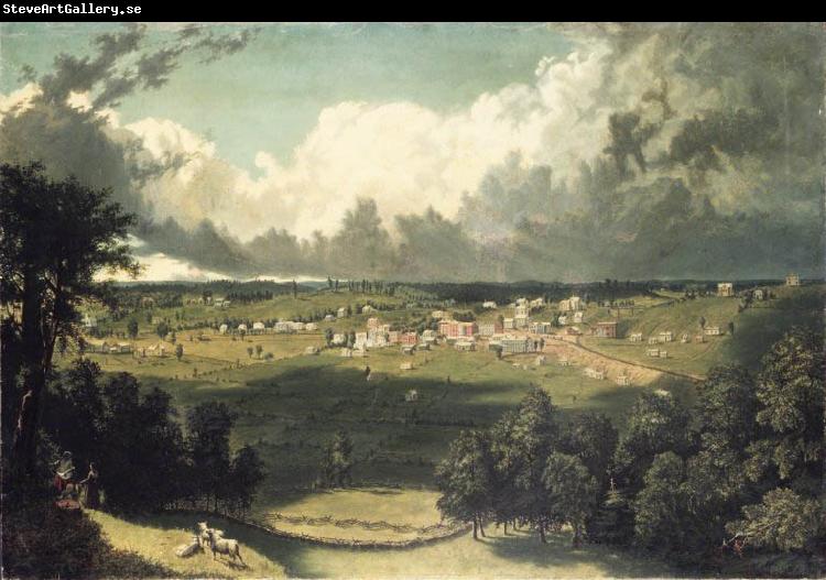 unknow artist Panoramic Landscape with a View of a Small Town